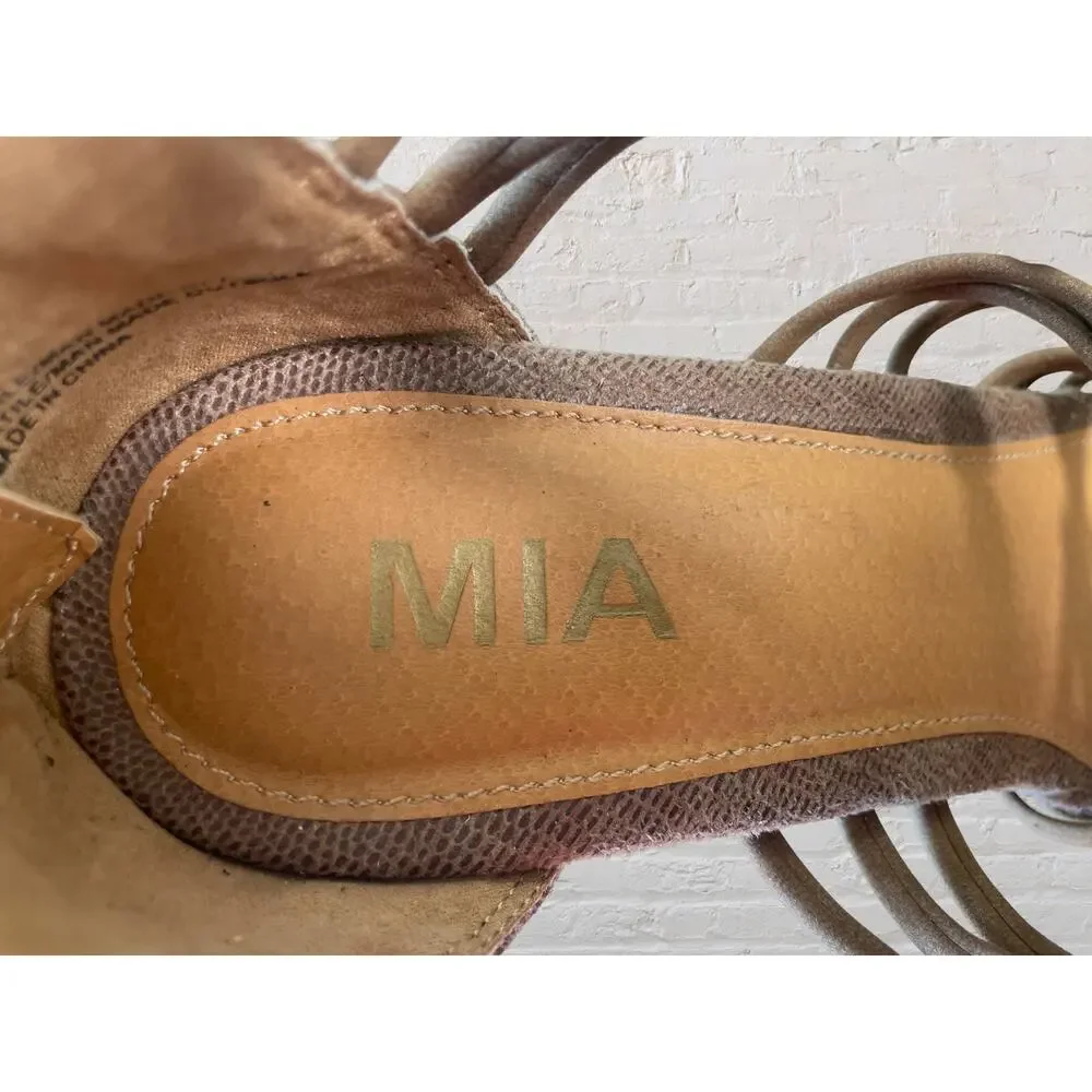 Mia Rich Brown‎ Sexy Strappy Wedge Heels, Zipper, Women's size 10, NWOT